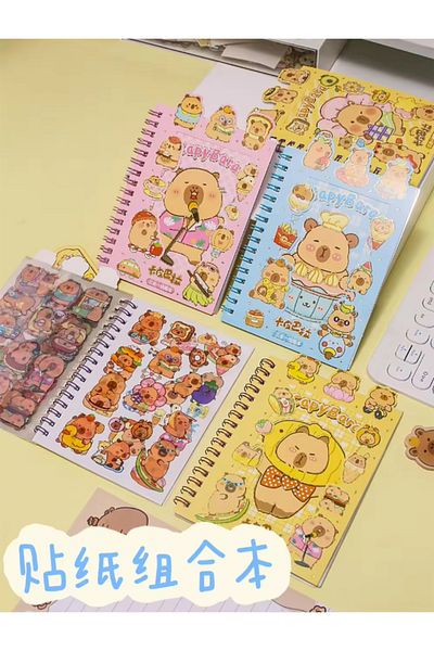 synshop Capybara Capybara Sticker Sticker Sticker 16 Sheets (300Pcs) Waterproof+Opaque 8 Sheets Notepad