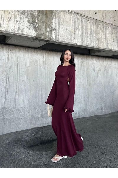 ruum fashions Rochie maxi lungă cu detaliu spate deschis - Bordeaux