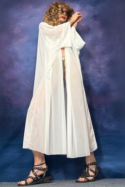 Quincey Ekru Tulle Beach Kimono Cardigan