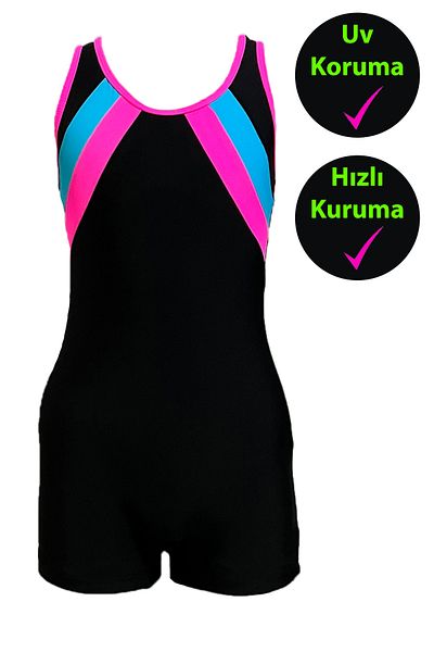 CUPSEA Girl's Swimming Lycra Swimsuit with Shorts 40 Factor Sun UV Protection