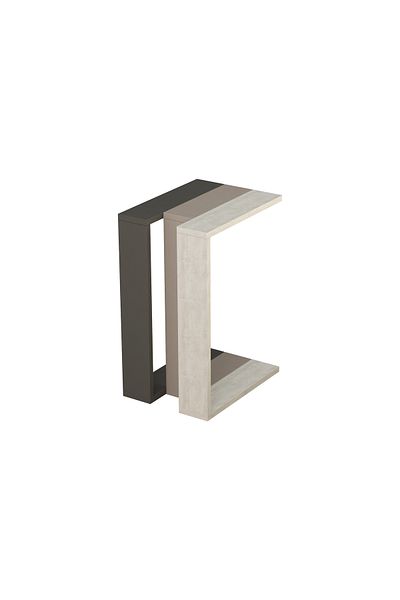 Mourah Home Mourah Home Muju Modern C Shape Table Grey Mocha Grey Ancient White Multipurpose