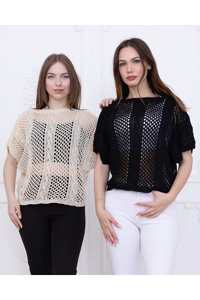 Ugdelia Women's Openwork Perforated Seasons Counters - Spring/Summer Fall/Winter Double Chocolate Blouse