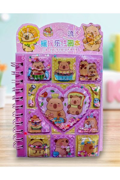 izmir yazici servis Capybara Sticker Homework Notebook Glittery Watery Sequin Homework Notebook 9X11 Cm. Notebook Capybara 1 Piece