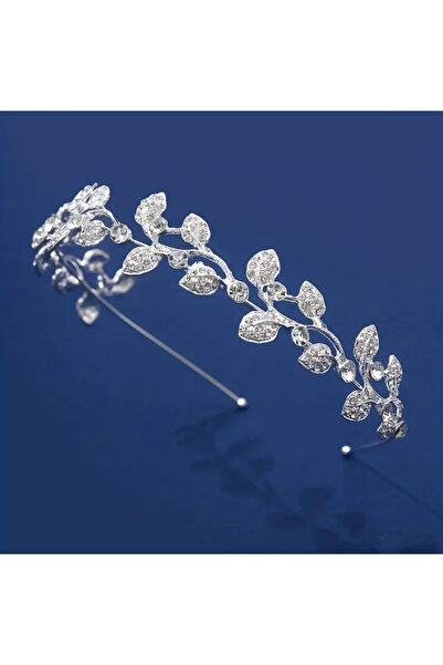 Eva Flore Elegant Silver Leafed Stone Bridal Crown - Hair Band - Puerperium Crown - Engagement Crown