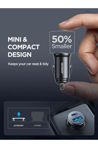 Joyroom 30W USB C Car Charger, Mini Metal Fast Charger with PD & QC 3.0, Dual Port for iPhone & more