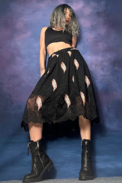 Quincey Рожева мереживна спідниця з пір'ям