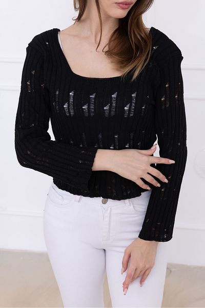 Ugdelia Women's Openwork Perforated Seasonal Summer Blouse Women's Knitwear Sweater K001
