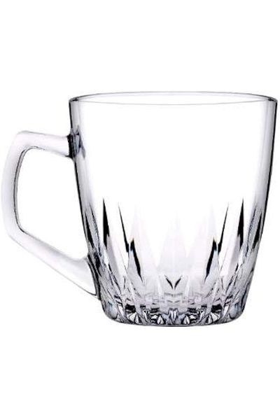 Pasabache PAŞABAHÇE Safir Mug 2-Pieces Set, 250 cc Capacity, Clear