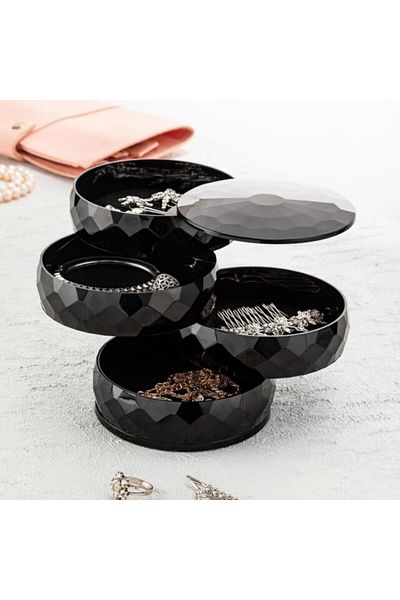 Skygo 360 Degree Rotatable 4 Layer Jewelry - Clasp - Earring-Bracelet Organizer - Black