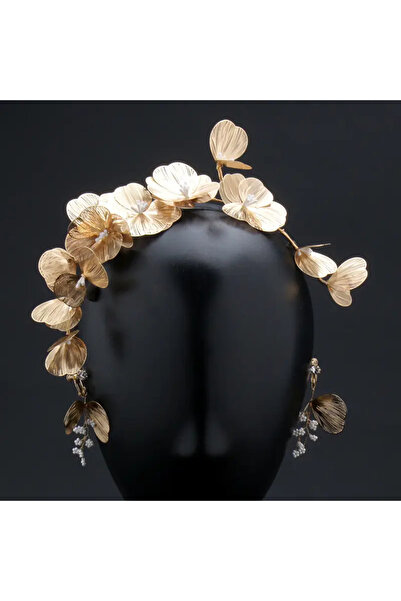 Eva Flore Gold Floral Bridal Hair Accessory Set Maternity and Engagement Hair Accessory and a Pair of Floral Earrings