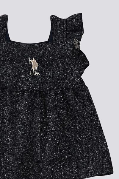 U.S. Polo Assn. يو اس بولو اسن طقم سالوبيت أسود للأطفال مكون من قطعتين