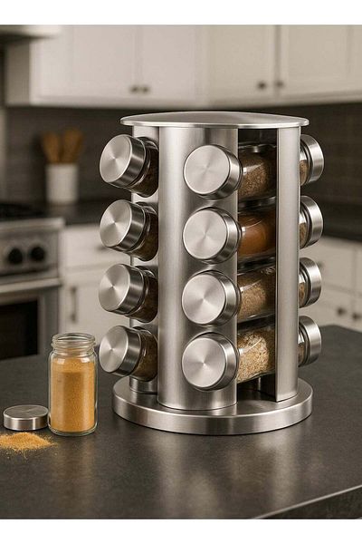 ALMUFARREJ 16-Piece Spice Sprinkler Bottle Set Silver/Clear