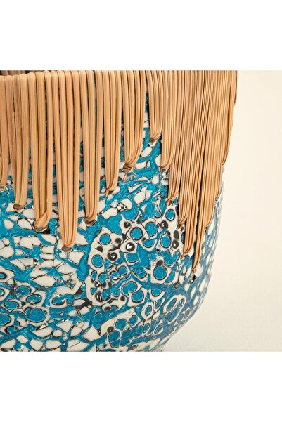 Chakra Chi Çiçeklik 17x21 Cm Beyaz/Açık Mavi