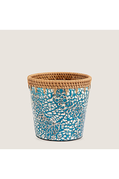 Chakra Chi Saksı 12,5 cm Beyaz/Açık Mavi