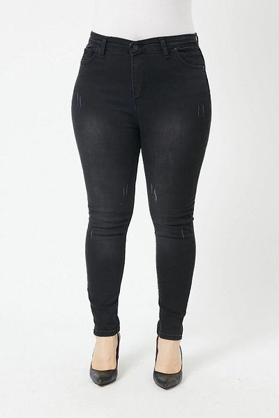 Lixera Black Nail Large Size Lycra High Waist Jeans Trousers (Recoil)