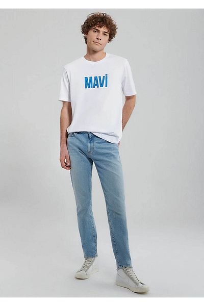 Mavi Λευκό ανδρικό μπλουζάκι με λογότυπο M066842-620