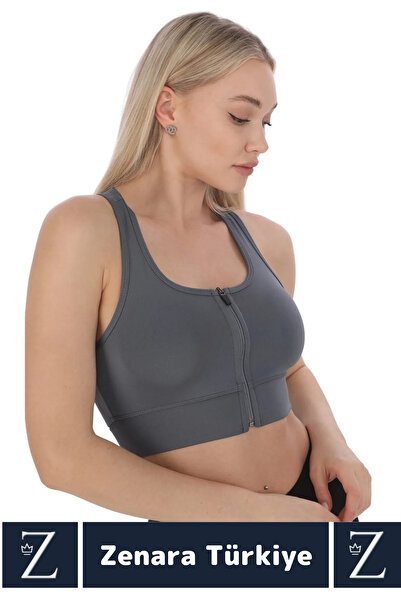 Zenara High Quality Anti Sagging Breast Firming Sports Casual Use Fashionable Crop Bustier with Zipper