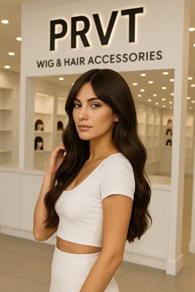 PRVT Premium Kalite Kahverengi Dalgalı Peruk - Çıt Çıt Tokalı Kullanım - Tüm Saçı Kaplar - Fileli