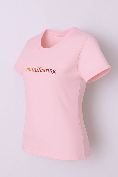 trender Manifesting Print Relaxed Fit Pink Women's T-Shirt