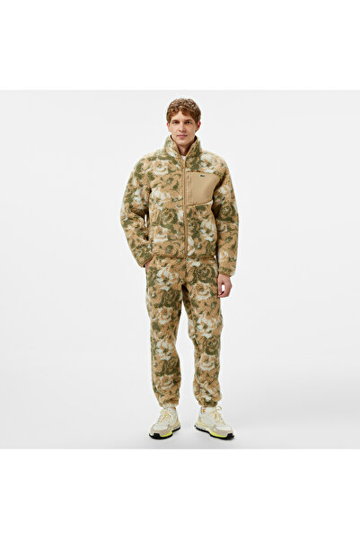 Lacoste Erkek Dik Yaka Desenli Beyaz Mont