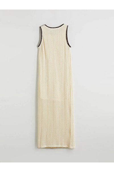 LC Waikiki LCW Vision Ekru Bisiklet Yaka Ajurlu Elbise