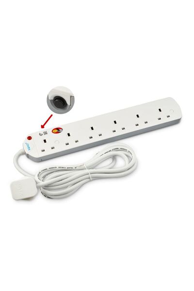 mind توصيلة كهرباء ماليزي 6 فتحة 3 متر مزودة بزر أمان حماية وقوة تحمل