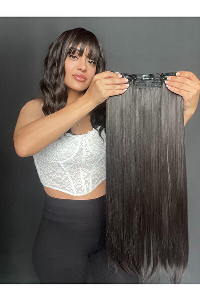 Suzan Peruk Düz Yarımay+2 yan Çıtçıt Tam set -Geniş Parça Yarımay Çıtçıt Saç ...