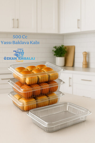 Özkan Ambalaj Temizlik Plastik Baklava Kabı - Tatlı Kutusu 500 Gramlık 25 Ade...