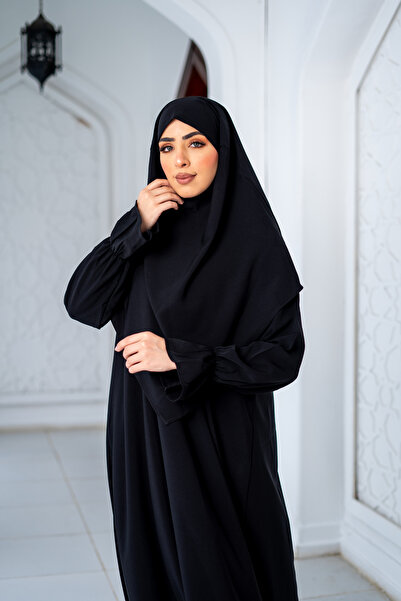 ABAYA عباية بخمار فرنسي اسود للمحجبات وللحج والعمرة