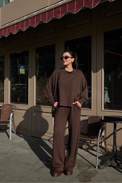 two in sis Brown Modal Tracksuit Set Modal Bottom Top Set