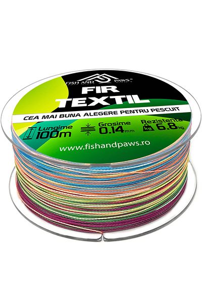 Fish & Paws Fir textil pentru pescuit Fish & Paws ® impletit in 4 fire, rezistent la abraziune si nod