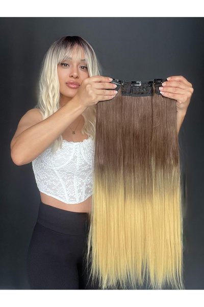 Suzan Peruk Düz Yarımay+2 yan Çıtçıt Tam set -Geniş Parça Yarımay Çıtçıt Saç ...