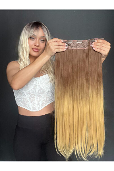 Suzan Peruk Düz Yarımay+2 yan Çıtçıt Tam set -Geniş Parça Yarımay Çıtçıt Saç ...