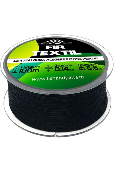 Fish & Paws Fir textil pentru pescuit Fish & Paws ® impletit in 4 fire, rezistent la abraziune si nod