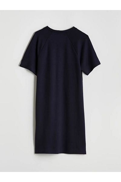 LC Waikiki Lcw Comfort Navy Blue Crew Neck T-Shirt Dress