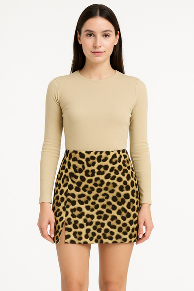 FASHION Leopar desen şort etek