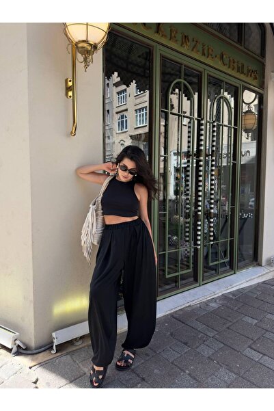 LB Laluna Butik Women's Crop Blouse and Shalwar Suit Flowy Modal Fabric