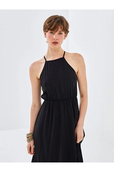 LC Waikiki BLAIS Black Women's Halter Neck Straight Dress