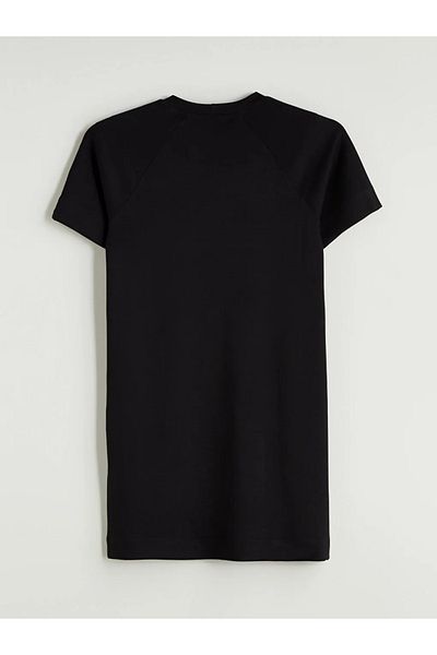 LC Waikiki Lcw Comfort Black Crew Neck T-Shirt Dress