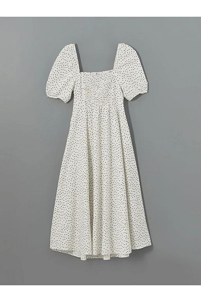 LC Waikiki Xside White Square Collar Polka Dot Women's Dress