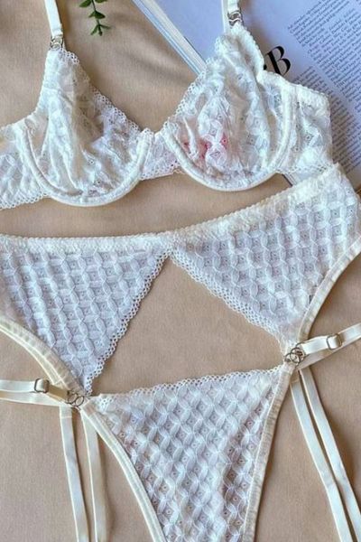 Moldina Γυναικείο Σετ Σουτιέν Ζαρτιέρες Λευκό Underwire