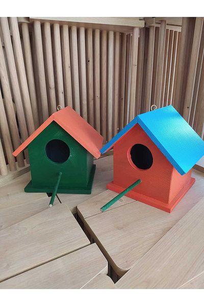 değerli hobi Wooden Bird Nest Bird House Outdoor Water Resistant 2 Pieces 15x15x20 Cm