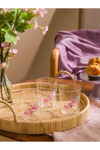 LC Waikiki Mixed Floral Glass Set of 3 Glasses 315 ml