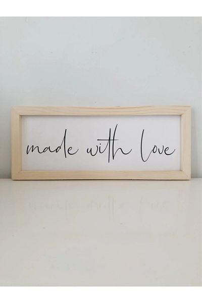 NT Handmade Natural Wood Edged Made with Love Wall Decor Painting Set for Salon Living Bedroom Kitchen
