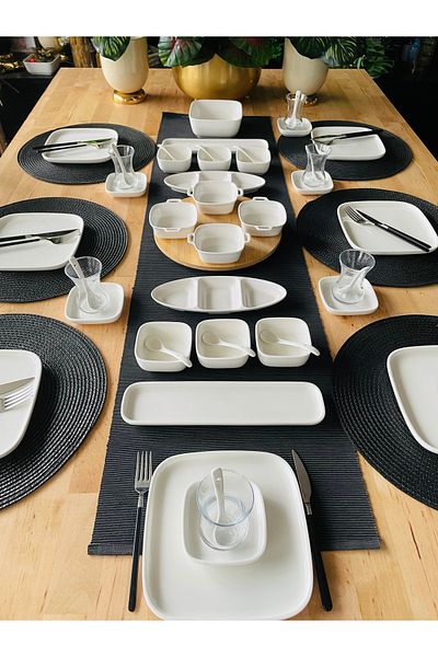 CASA DE BELLA Modern 63 Piece Porcelain Breakfast Set for 12 People