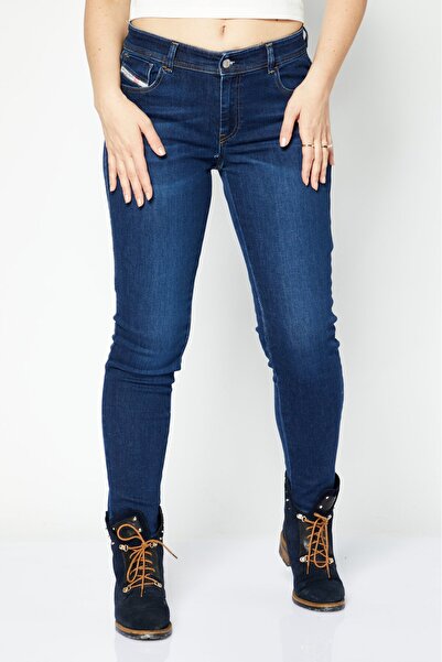 Diesel Women Skinny Fit Dark Wash Stretchable Denim, Blue