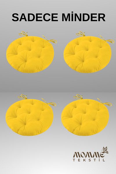 MoMMe Chair Cushion Round 40 X 40 cm 4 Pcs Apricot Yellow Color
