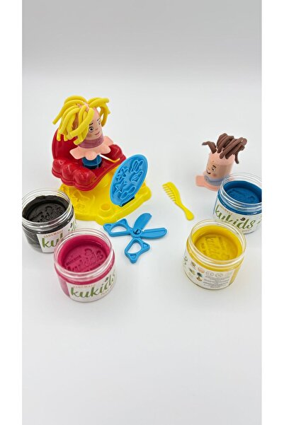 kukids play dough %100 Doğal(Organik) 4 Renk(4x130gr) Oyun Hamuru Kuaför Seti