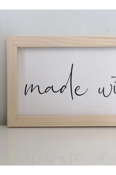 NT Handmade Natural Wood Edged Made with Love Wall Decor Painting Set for Salon Living Bedroom Kitchen