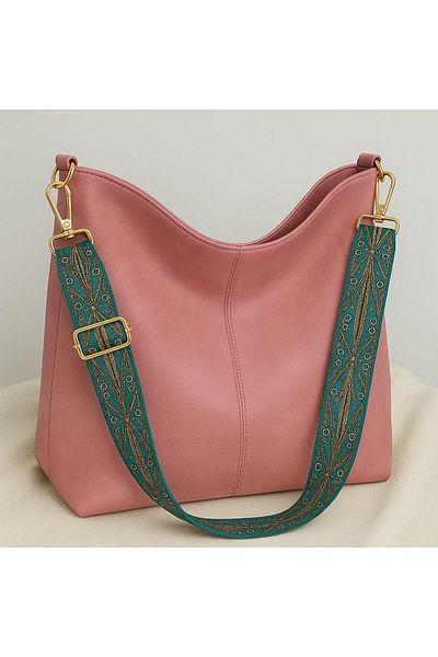 Bambus Home Bohemian Style Ethnic Patterned Faux Leather Straps Women Hand And Shoulder Bag